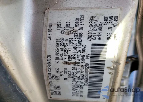 2001 Toyota 4Runner Sr5 z USA, uszkodzony, nr VIN JT3GN86R710181270